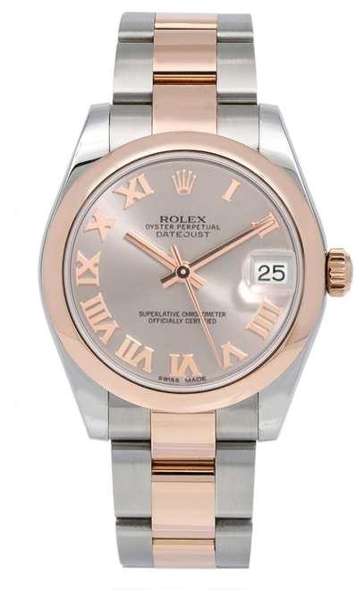 Rolex New Style Datejust Midsize Rose Gold Factory Smooth Bezel Silver Roman Rolex New Style Datejust Midsize Rose Gold Factory Smooth Bezel Silver Roman