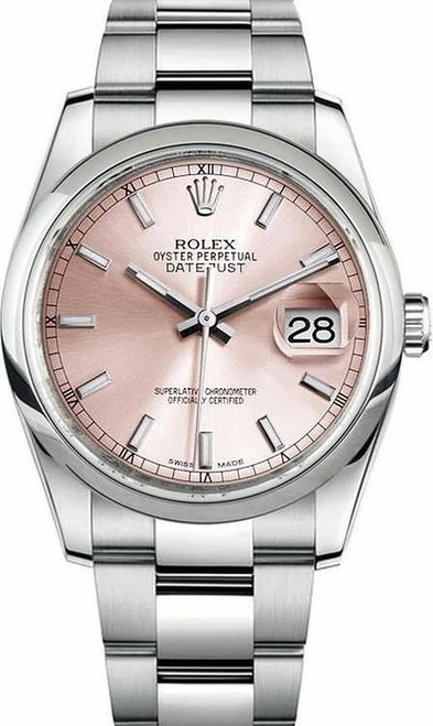 Rolex Datejust Stainless Steel Pink Index Oyster Bracelet 116200
