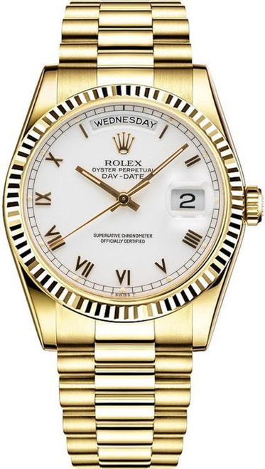 Rolex  Day-Date President Yellow Gold White Roman Dial 18038