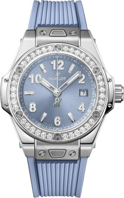 Hublot Big Bang Womens One Click Steel Coal Blue Diamonds 485.SX.717B.RX.1204