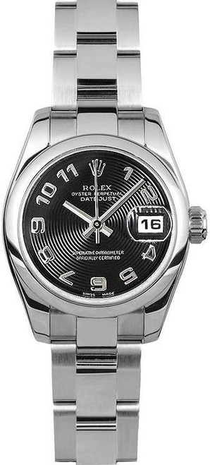 Rolex Women's New Style Steel Datejust Black Arabic 179160