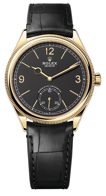 Rolex Yellow Gold 1908 Black Dial 52508 Leather