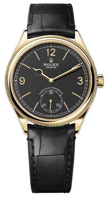 Rolex Yellow Gold 1908 Black Dial 52508 Leather