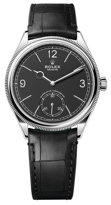 Rolex White Gold 1908 Black Dial 52509 Leather