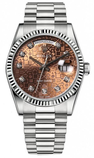 Rolex White Gold Day-Date President 36mm Factory Havana Brown Diamond Dial 118239