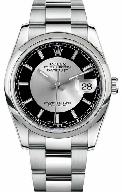 Rolex Datejust Stainless Steel  Black Tuxedo Dial 116200