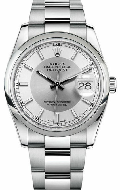 Rolex Datejust Stainless Steel  Silver Tuxedo Dial 116200