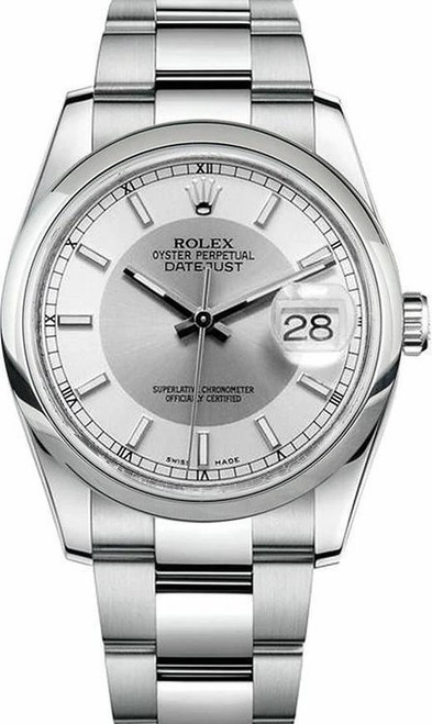 Rolex Datejust Stainless Steel  Silver Tuxedo Dial 116200