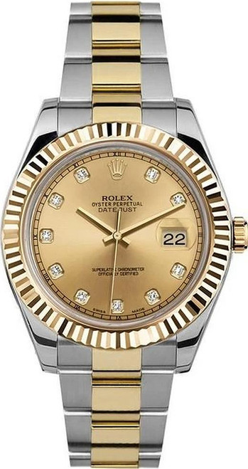 Rolex 41mm  Datejust II 116333 Factory Champaign Diamond