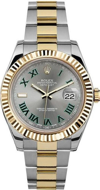 Rolex 41mm  Datejust II 116333 Grey with Green