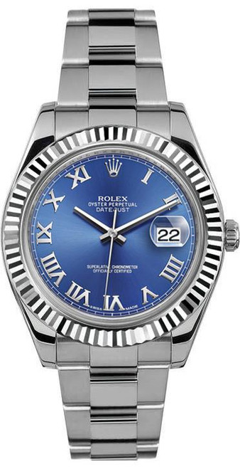 Rolex 41mm Datejust II Stainless Steel 116334 Blue Index