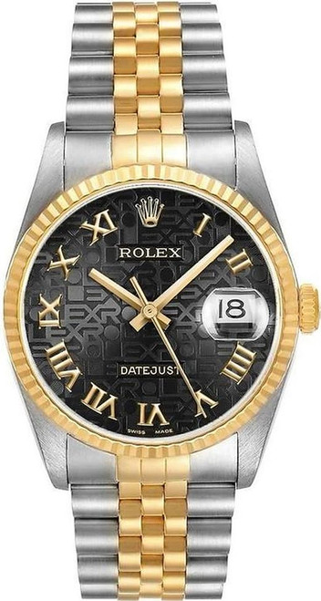 Rolex Datejust Two Tone factory Anniversary  Black Roman Dial