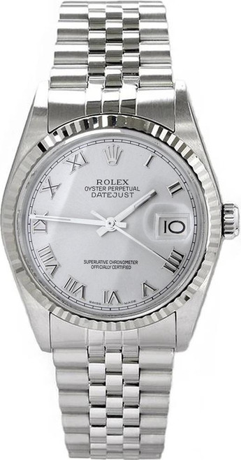Rolex Men's Datejust Stainless Steel  Silver Roman Dial