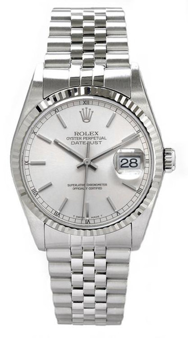 Rolex Men's Datejust Stainless Steel  Silver Index Dial