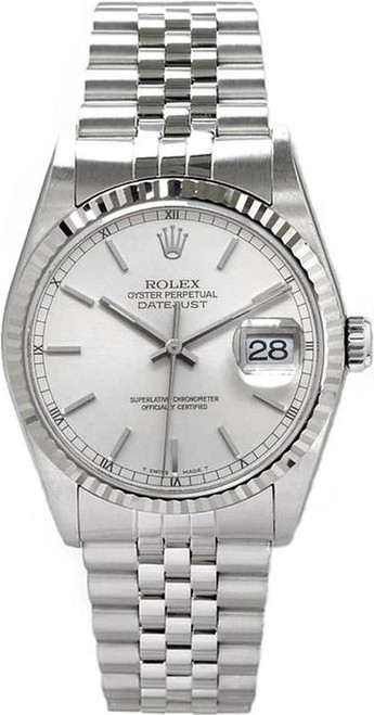Rolex Men's Datejust Stainless Steel  Silver Index Dial