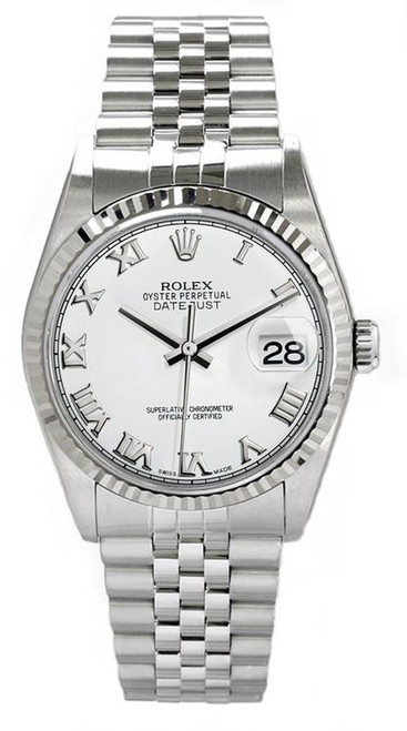 Rolex Men's Datejust Stainless Steel  White Roman Dial