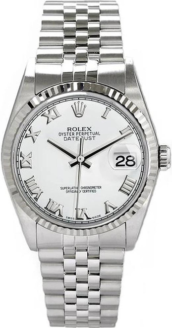 Rolex Men's Datejust Stainless Steel  White Roman Dial