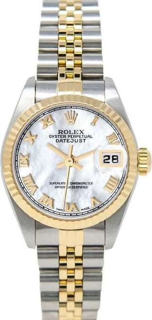 Rolex Women's Datejust Two Tone Fluted Factory Mother of Pearl Roman Dial