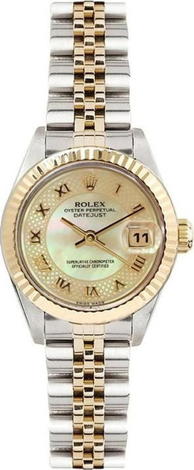 Rolex Women's Datejust Two Tone Factory Myriad Pearl Roman