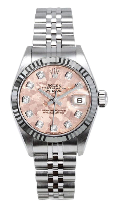 Rolex Women's Datejust Stainless Steel Factory Pink Gold Crystal Diamond