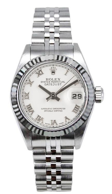 Rolex Women's Datejust Stainless Steel  White Roman Dial