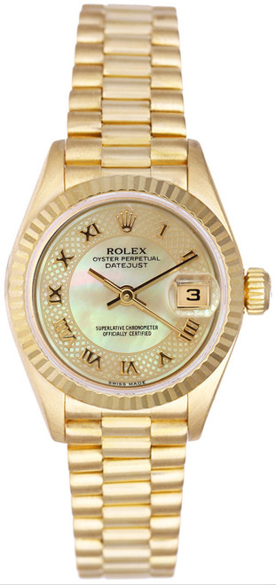 Rolex Women's President Yellow Gold Factory Myriad Pearl Roman Rolex Women's President Yellow Gold Factory Myriad Pearl Roman
