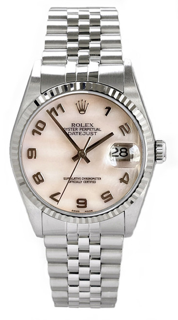 Rolex Men's Datejust Stainless Steel Factory Mother of Pearl Arabic