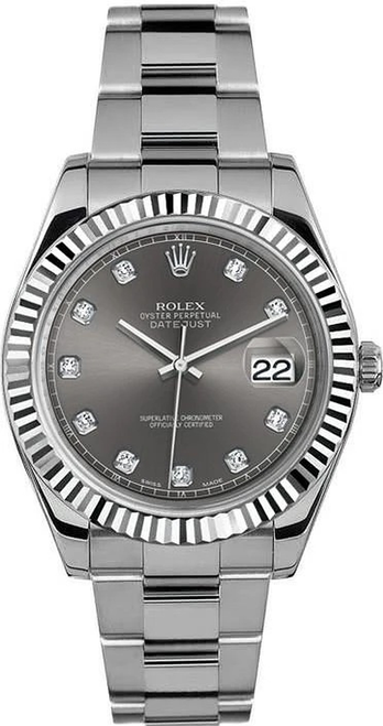 Rolex 41mm Datejust II Stainless Steel 116334 Factory  Rhodium Diamond