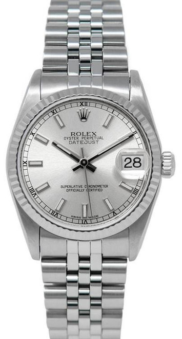 Rolex Women's Datejust Midsize Stainless Steel  Silver Index Dial