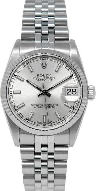 Rolex Women's Datejust Midsize Stainless Steel  Silver Index Dial