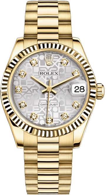 Rolex Women's President Midsize 31mm Factory Silver Anniversary Diamond Dial Rolex Women's President Midsize 31mm Factory Silver Anniversary Diamond Dial
