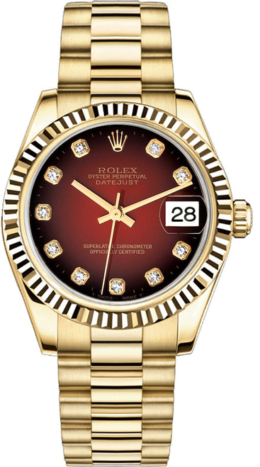 Rolex Women's President Midsize Factory Red Vignette 68278 Rolex Women's President Midsize Factory Red Vignette 68278