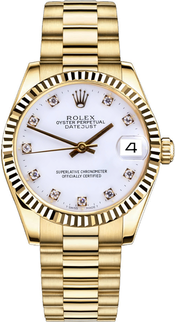 Rolex Women's President Midsize 31mm Factory White Diamond Dial Rolex Women's President Midsize 31mm Factory White Diamond Dial