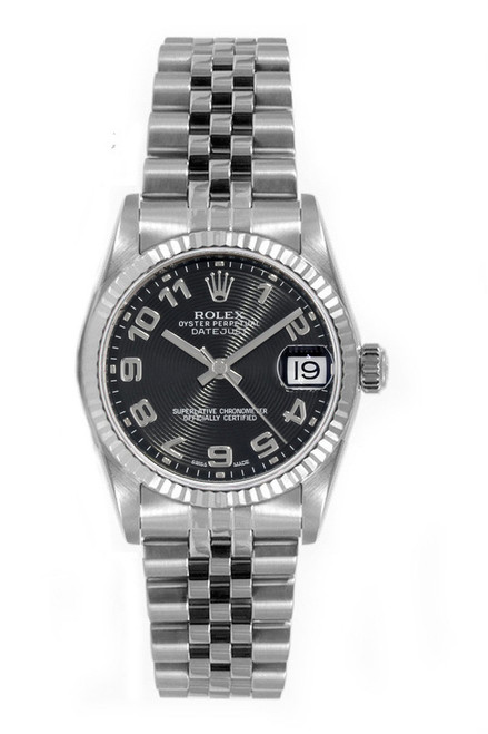 Rolex Women's Datejust Midsize Stainless Steel Black Concentric Arabic Dial