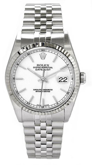 Rolex Men's Datejust Stainless Steel White Index Dial