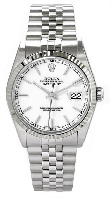 Rolex Men's Datejust Stainless Steel White Index Dial
