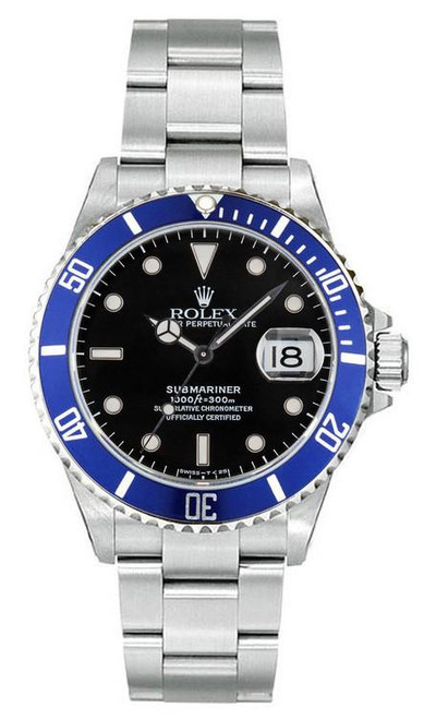 Rolex Submariner Steel Pre-Owned 16610 Custom Green Bezel