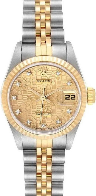Rolex Women's Datejust Two Tone Factory Champagne Anniversary Dial