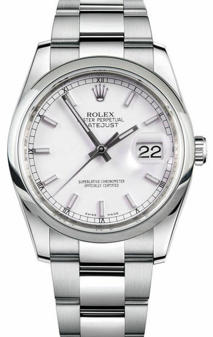Rolex Datejust Stainless Steel White Index Oyster Bracelet 116200