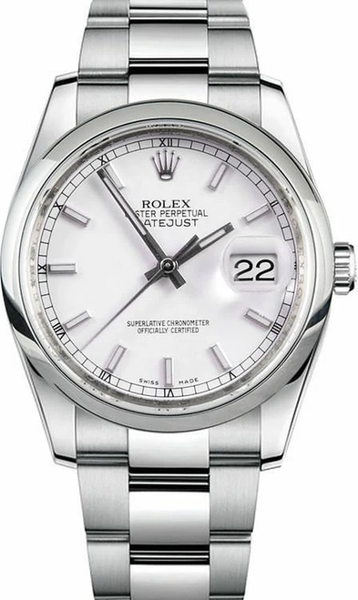Rolex Datejust Stainless Steel White Index Oyster Bracelet 116200