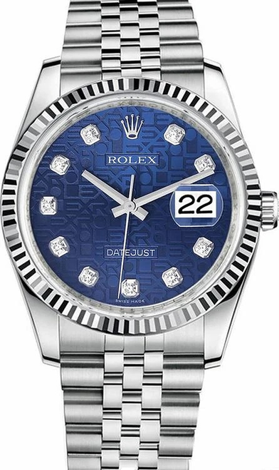 Rolex New Style Datejust Stainless Steel  Factory Blue Anniversary Diamond Dial on Jubilee Bracelet 116234