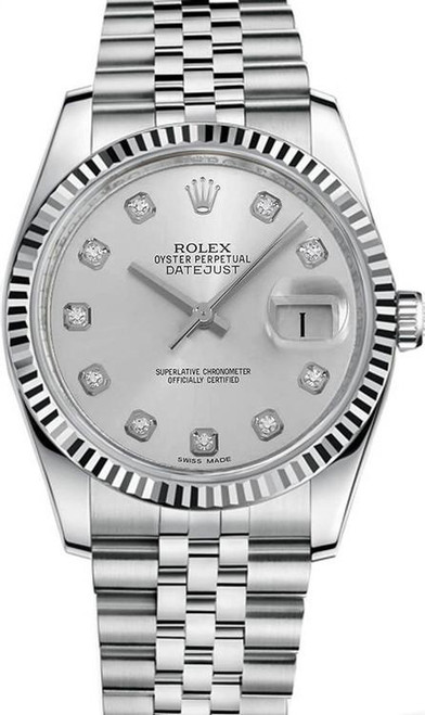 Rolex New Style Datejust Stainless Steel Fluted Bezel and Factory