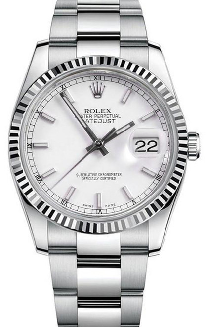 Rolex Datejust Stainless Steel White Index Oyster Bracelet 116234