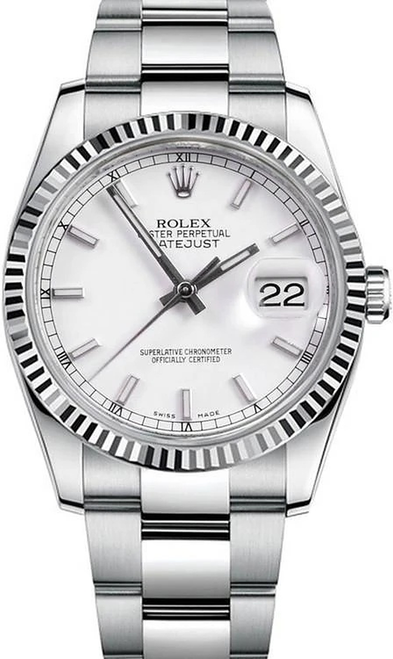 Rolex Datejust Stainless Steel White Index Oyster Bracelet 116234