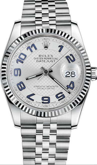 Rolex New Style Datejust Stainless Steel Factory Silver Blue Concentric Arabic 116234