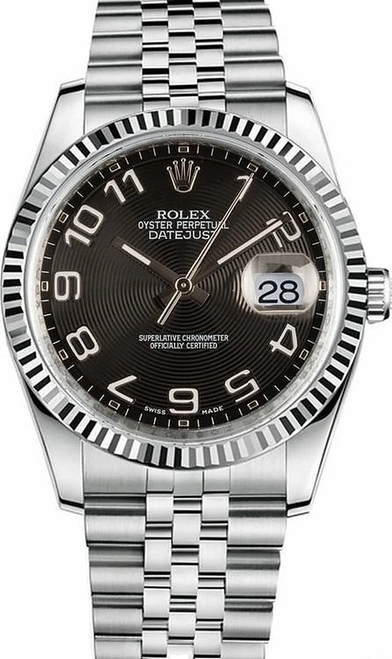 Rolex New Style Datejust Stainless Steel Factory Black Concentric Arabic 116234