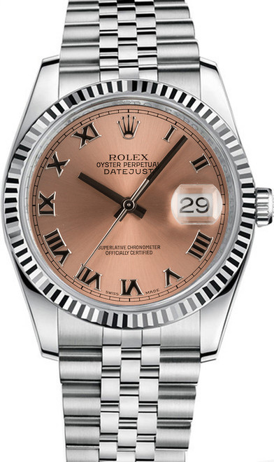 Rolex New Style Datejust Stainless Steel Factory Pink Roman Dial 116234