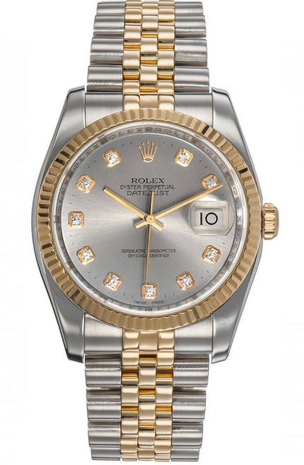 Rolex New Style Datejust Two Tone Factory Anniversary Black Tuxedo