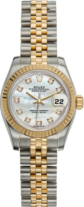Rolex Women's New Style Two-Tone Datejust with Factory Mother of Pearl Diamond Dial 179173
