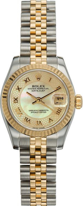 Rolex Women's New Style Two-Tone Datejust with Factory Myriad Pearl Roman 179173